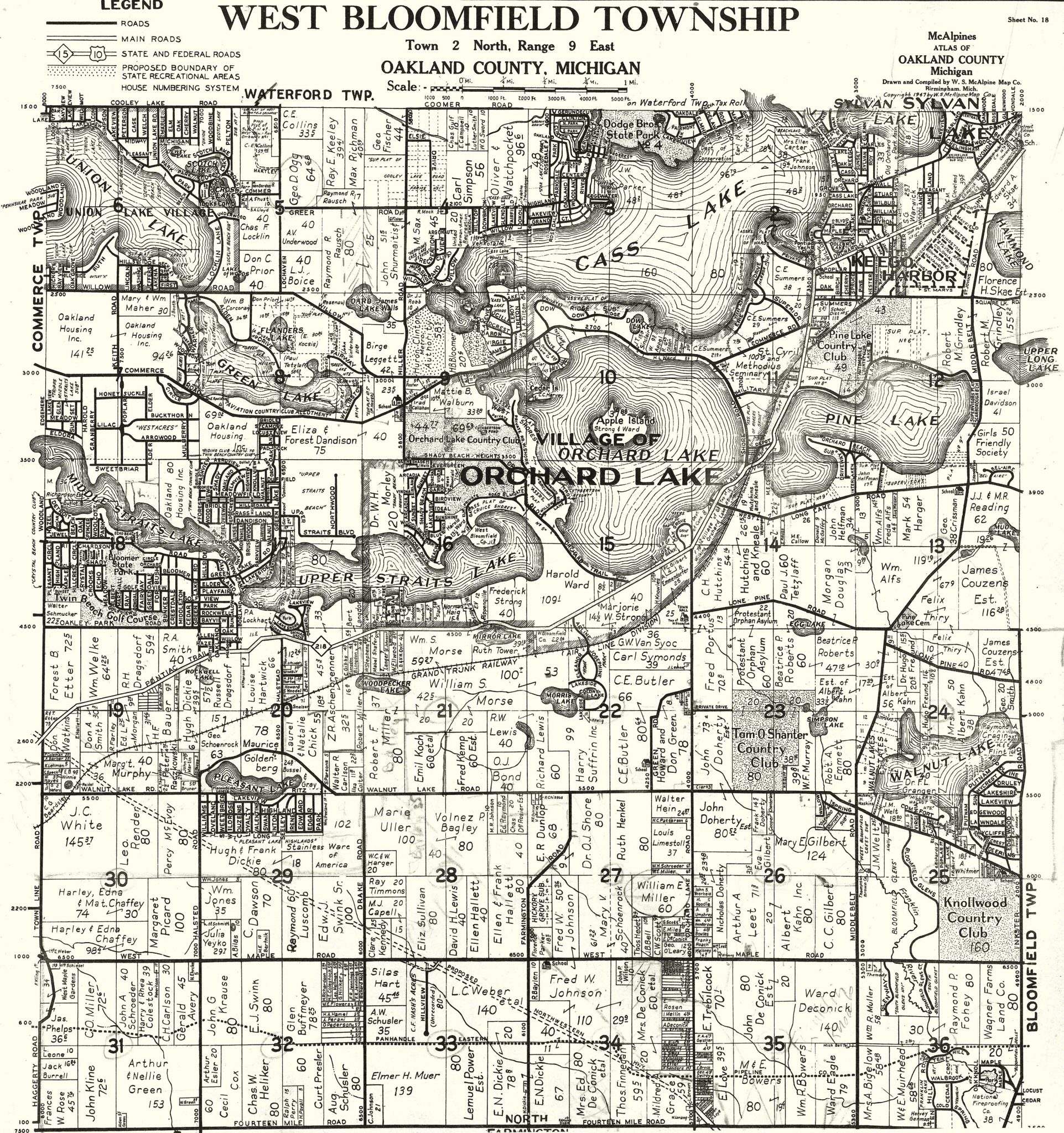 Maps Greater West Bloomfield Historical Society   MAP WB 1947 3500px Sm 1923x2048 